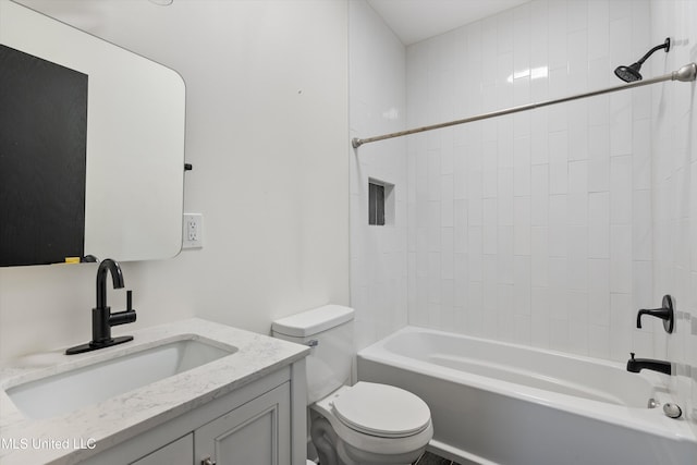 full bathroom with vanity, toilet, and tub / shower combination