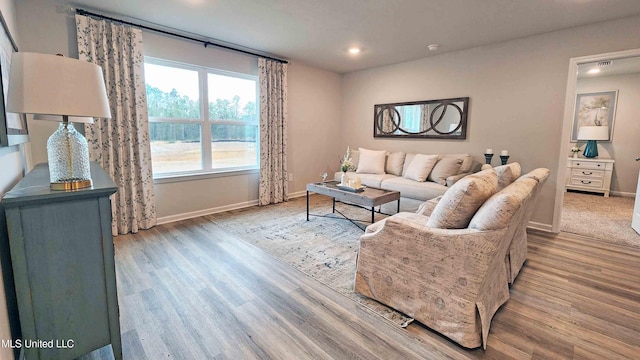 living room featuring light hardwood / wood-style floors