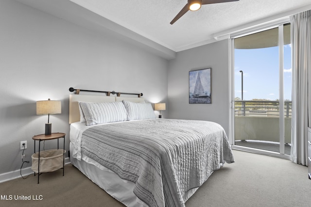 2060 Beach Blvd Unit 102, Biloxi, MS 39531 - bedroom featuring carpet, access to exterior, and a ceiling fan