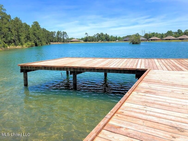 view of dock featuring a water view