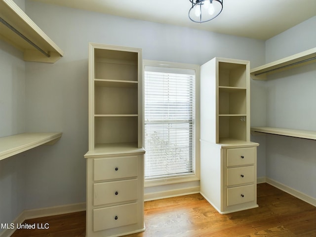 spacious closet with light wood-type flooring