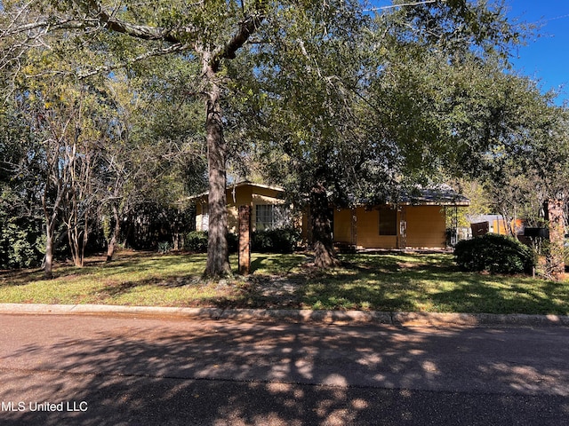 view of property hidden behind natural elements