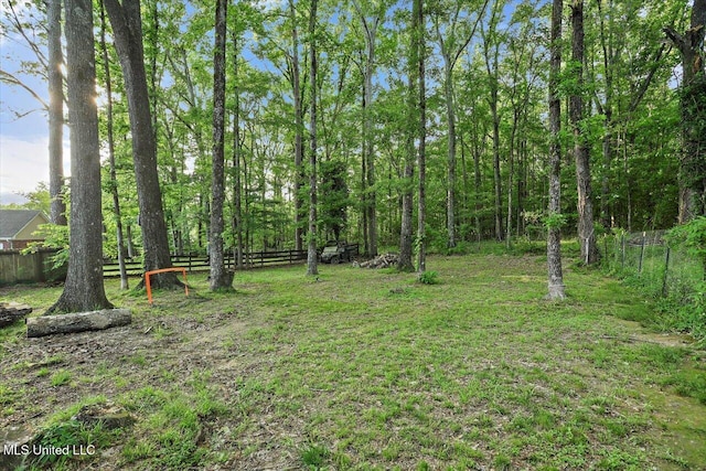 view of yard featuring fence