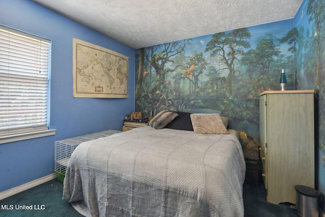 19639 Laterre Dr, Kiln, MS 39556 - bedroom with wallpapered walls, a textured ceiling, and carpet flooring