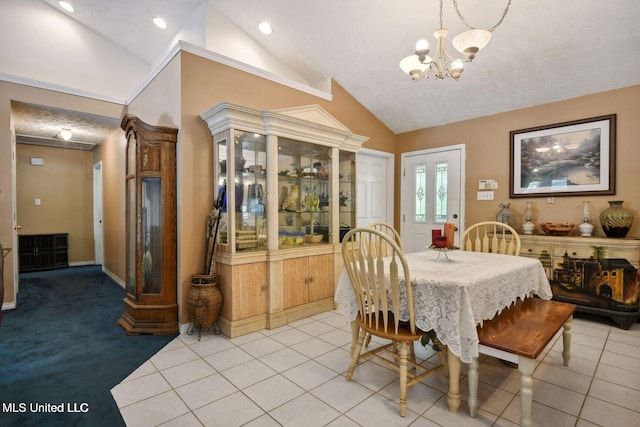 19639 Laterre Dr, Kiln, MS 39556 - dining space with vaulted ceiling and a chandelier