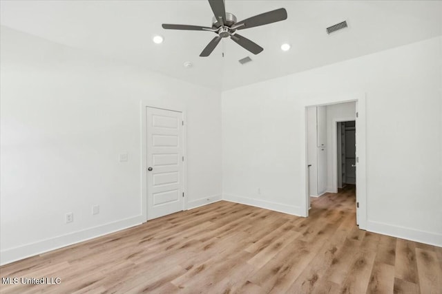 213 Dolly Ln, Magee, MS 39111 - spare room with ceiling fan, light wood-style flooring, baseboards, and recessed lighting