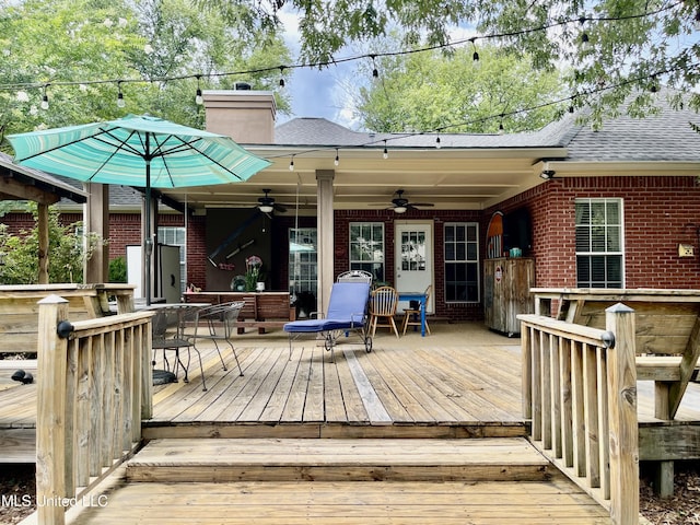 1024 Riverchase N Dr, Brandon, MS 39047 - deck with ceiling fan and outdoor dining area