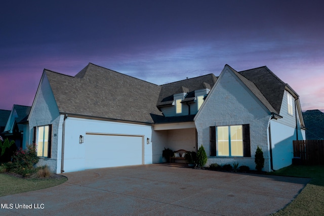 view of front of home with a garage