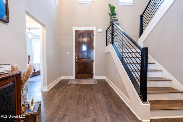 foyer featuring dark hardwood / wood-style floors