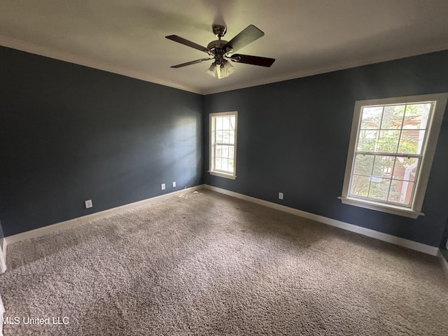 314 Fox Holw, Canton, MS 39046 - carpeted empty room featuring ornamental molding, baseboards, and ceiling fan