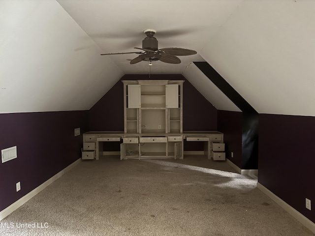 314 Fox Holw, Canton, MS 39046 - bonus room featuring a ceiling fan, carpet flooring, lofted ceiling, and baseboards