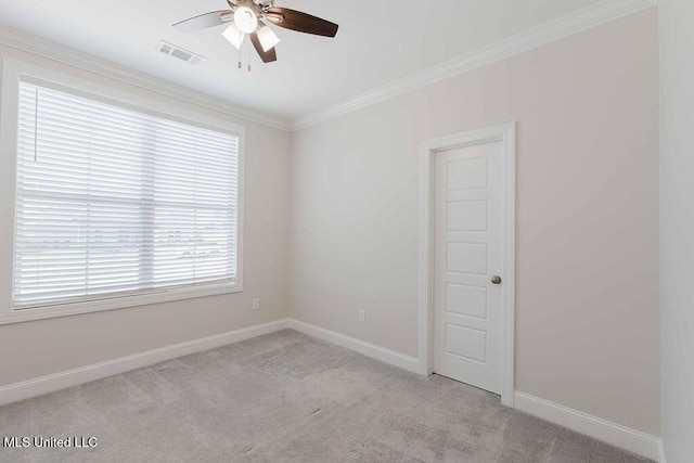 132 Freeland Ln, Clinton, MS 39056 - unfurnished room with ceiling fan, light carpet, and crown molding