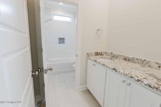 132 Freeland Ln, Clinton, MS 39056 - full bath featuring vanity, shower / bathtub combination, and tile patterned floors
