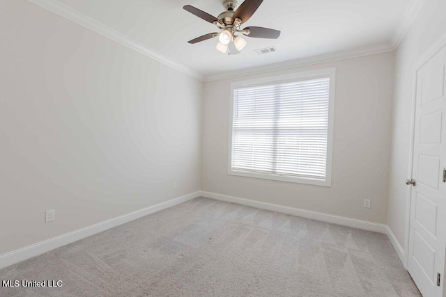 132 Freeland Ln, Clinton, MS 39056 - empty room with light carpet, crown molding, and ceiling fan