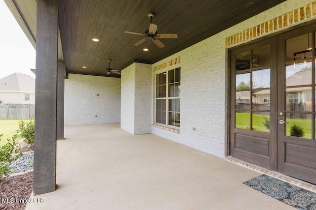 132 Freeland Ln, Clinton, MS 39056 - view of patio featuring french doors and ceiling fan