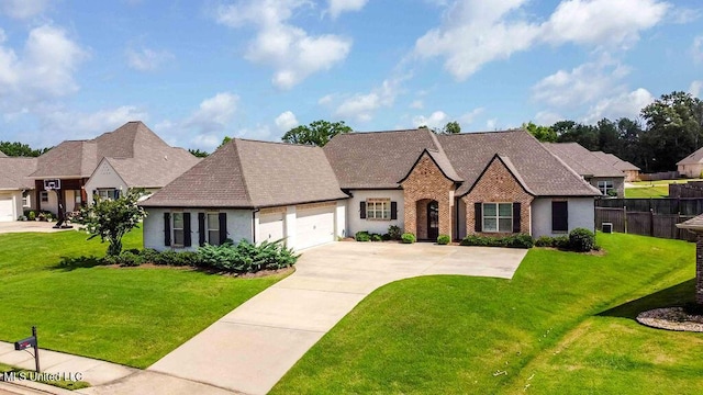 132 Freeland Ln, Clinton, MS 39056 - french country inspired facade with an attached garage and concrete driveway