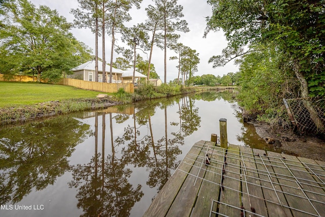 dock area featuring a water view
