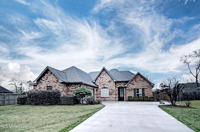 view of front of house with a front lawn