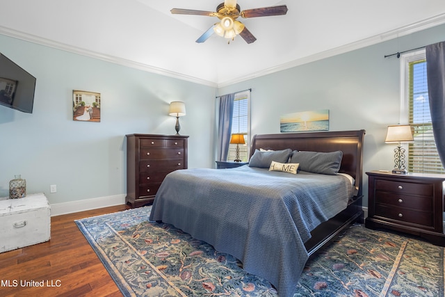 3841 Chateau Cv, Ocean Springs, MS 39564 - bedroom featuring wood finished floors, ornamental molding, and ceiling fan