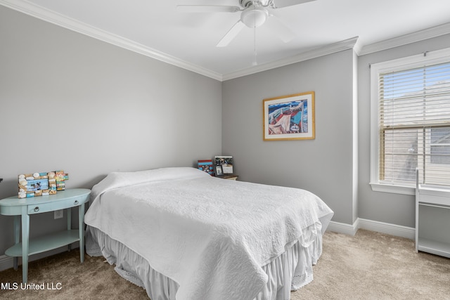 3841 Chateau Cv, Ocean Springs, MS 39564 - bedroom featuring carpet, crown molding, and ceiling fan