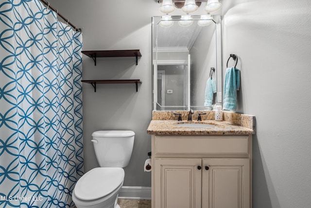 3841 Chateau Cv, Ocean Springs, MS 39564 - full bathroom with vanity, a shower with curtain, and crown molding