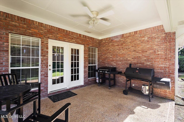 205 Stonebriar Ln, Brandon, MS 39042 - view of patio featuring ceiling fan and grilling area