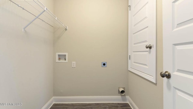 washroom with hookup for a washing machine, laundry area, hookup for an electric dryer, and baseboards