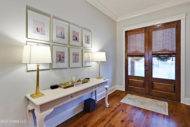 233 Arbor Trl, Brandon, MS 39047 - foyer entrance featuring wood finished floors, french doors, ornamental molding, and baseboards