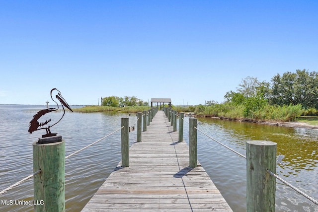 dock area featuring a water view