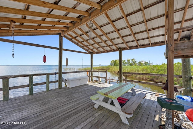 dock area featuring a water view