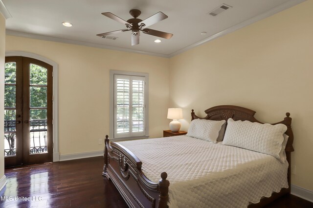 130 Bridgewater Xing, Ridgeland, MS 39157 - bedroom with multiple windows, access to exterior, baseboards, crown molding, and french doors