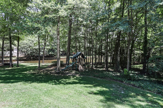 view of yard featuring a playground