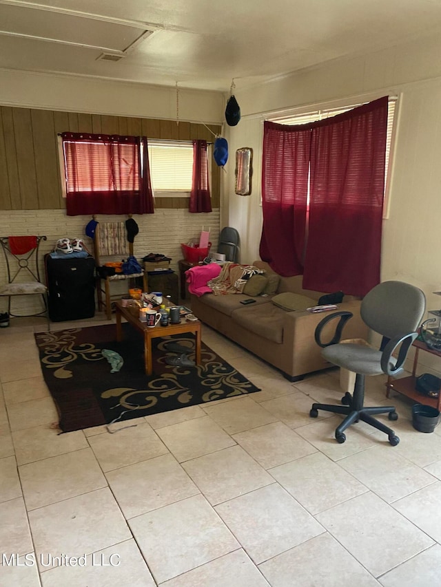 view of tiled living room