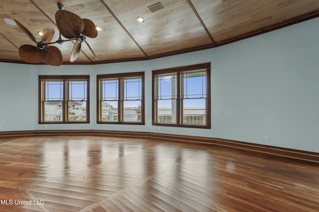 141 Janelle Dr, Bay Saint Louis, MS 39520 - spare room with wood finished floors, baseboards, wood ceiling, and a ceiling fan
