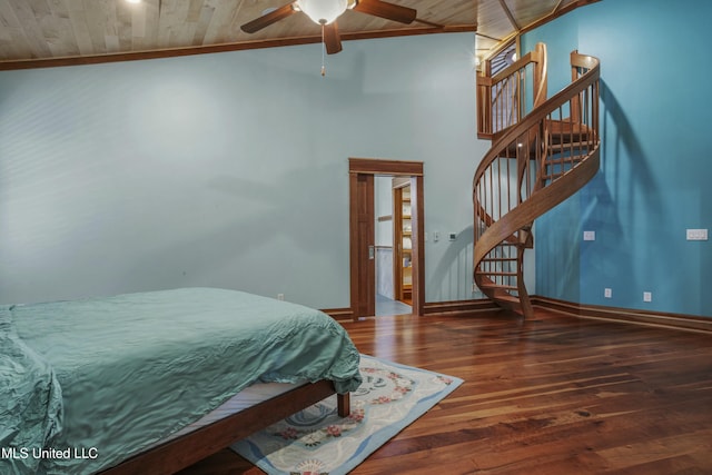 141 Janelle Dr, Bay Saint Louis, MS 39520 - bedroom with wood ceiling, hardwood / wood-style floors, baseboards, and vaulted ceiling