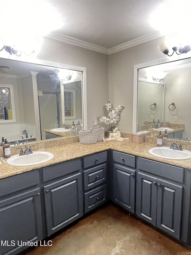 bathroom featuring vanity and crown molding