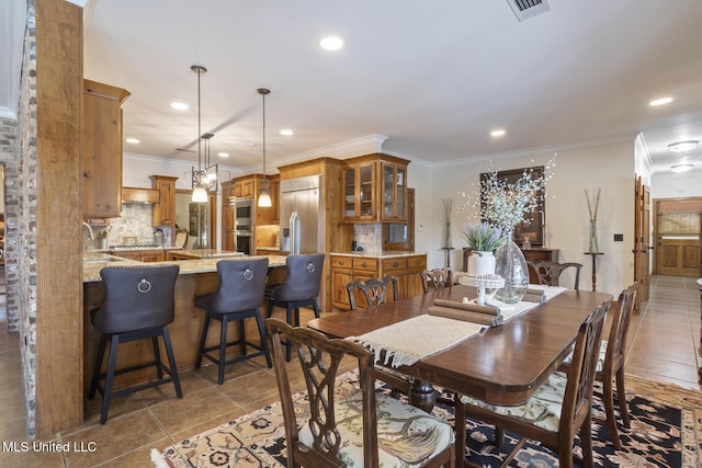 130 Pine Lake Cv, Flora, MS 39071 - dining space featuring tile patterned flooring, recessed lighting, and visible vents
