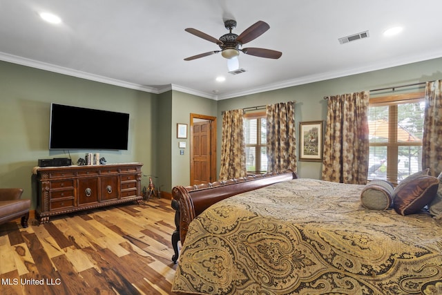 130 Pine Lake Cv, Flora, MS 39071 - bedroom with visible vents, recessed lighting, crown molding, and wood finished floors