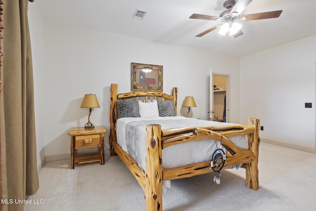 130 Pine Lake Cv, Flora, MS 39071 - bedroom with baseboards, ceiling fan, light carpet, and visible vents