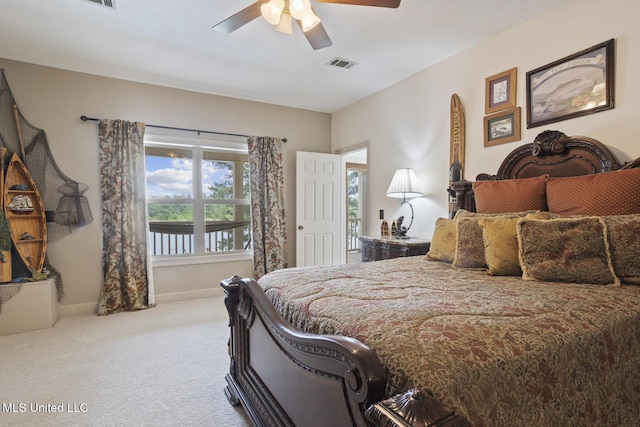 130 Pine Lake Cv, Flora, MS 39071 - carpeted bedroom with a ceiling fan, baseboards, and visible vents