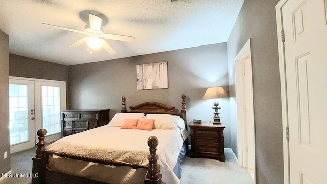 2252 Beach Dr Unit 701, Gulfport, MS 39507 - bedroom featuring carpet, french doors, and ceiling fan