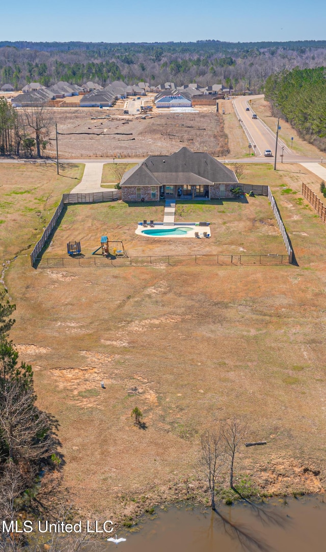 bird's eye view with a rural view