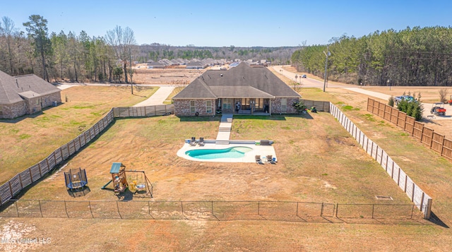 drone / aerial view featuring a rural view