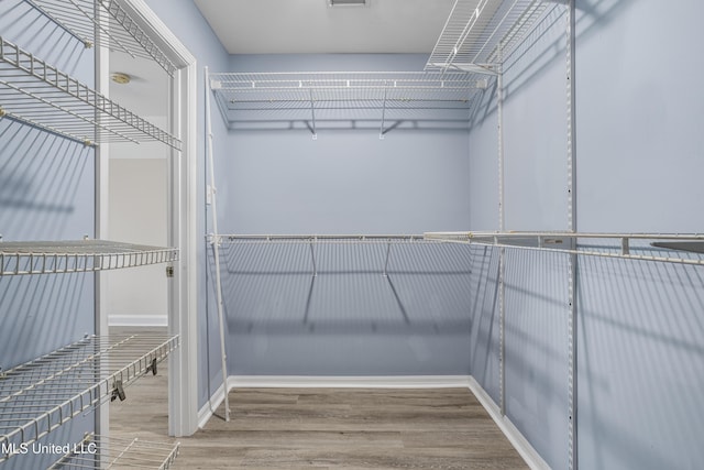 spacious closet featuring hardwood / wood-style floors