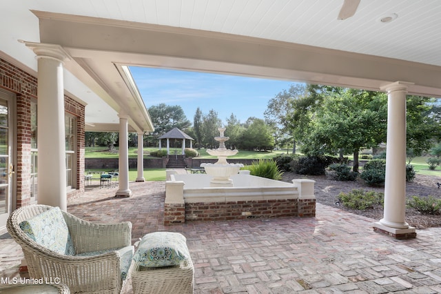 view of patio with a gazebo