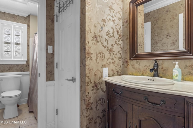 855 Dove Blvd, Bay Saint Louis, MS 39520 - full bath featuring wallpapered walls, vanity, and tile patterned flooring