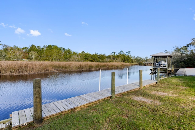 view of dock featuring a water view