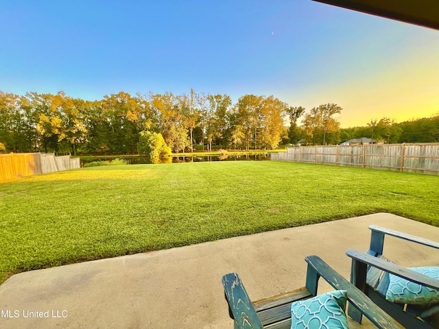 view of yard at dusk