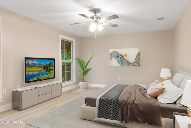 1304 Estelle St, Hattiesburg, MS 39402 - bedroom with light wood finished floors and ceiling fan