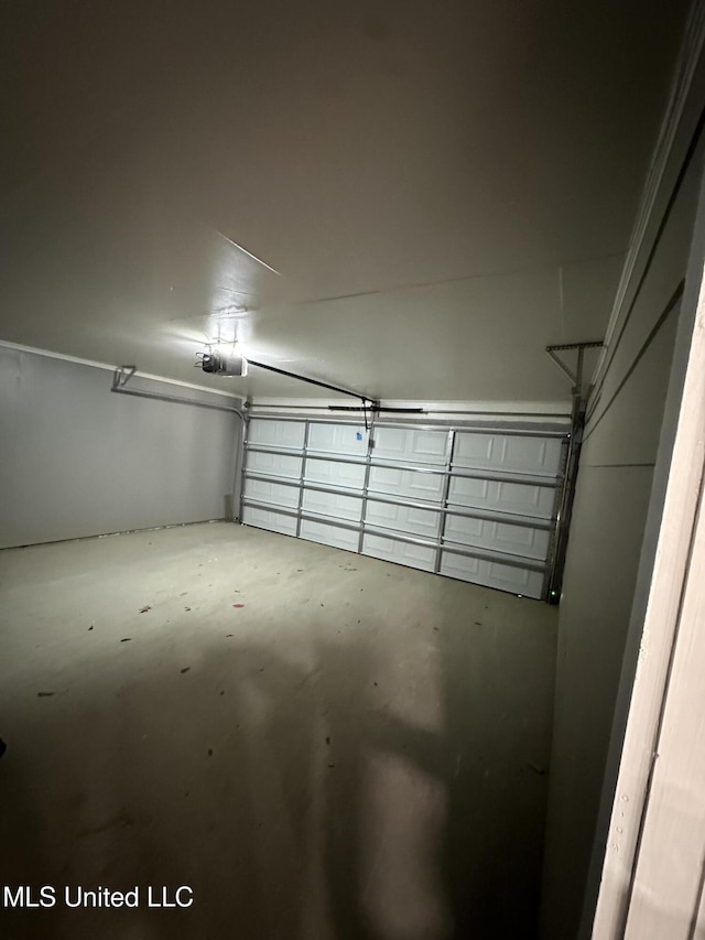 garage with a garage door opener